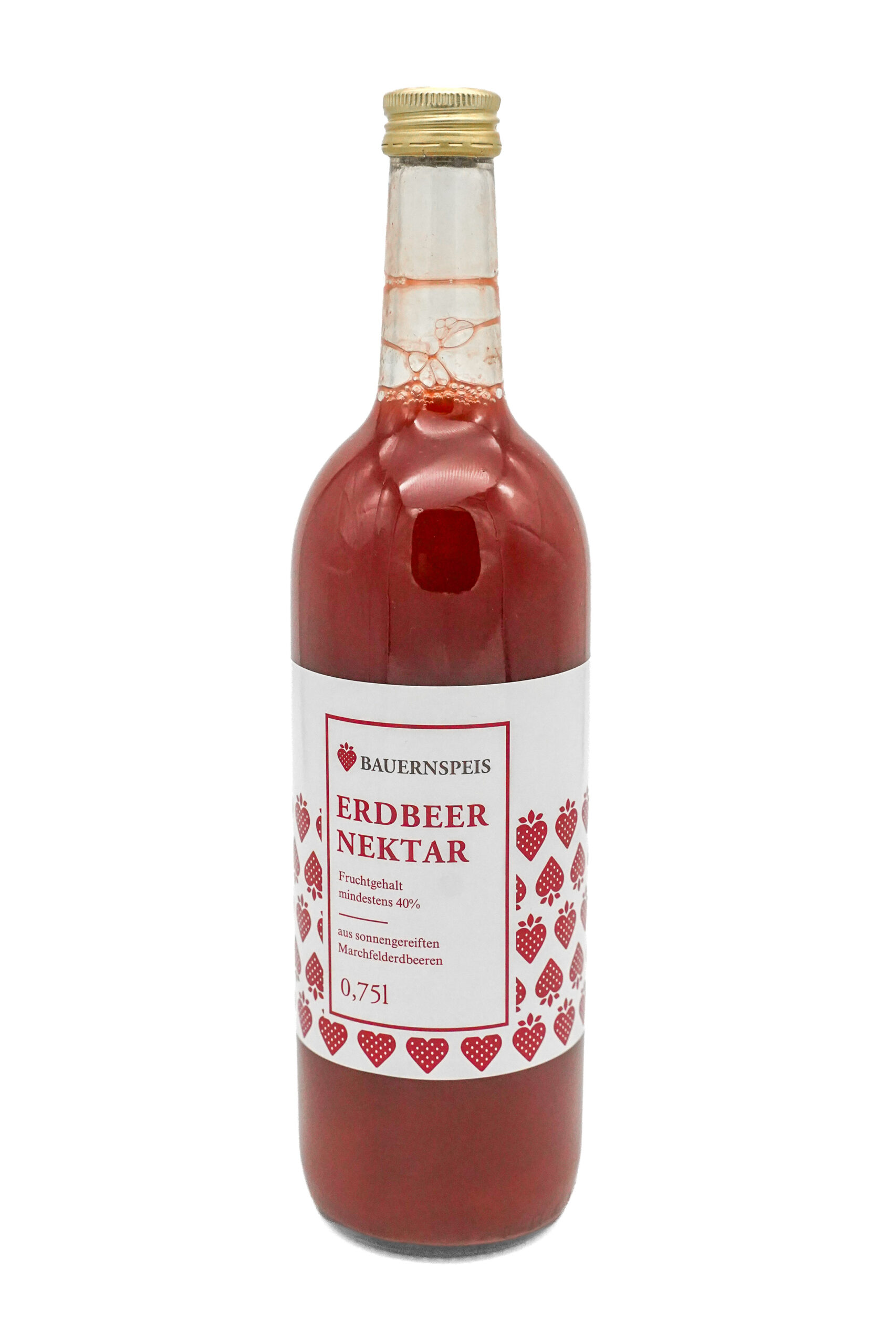 Erdbeernektar von der Bauernspeis in der 0,75-Liter-Flasche